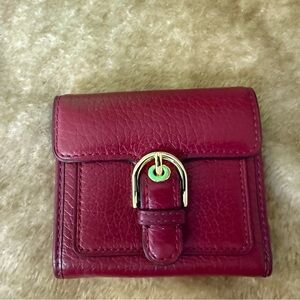 Michael Kors Small Red Pebbled Leather Wallet with Gold Clasp